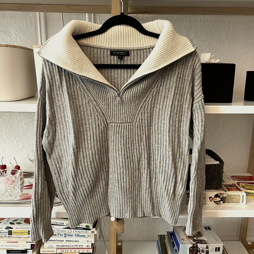 Banana Republic Women's Oversized Half-Zip Sweater Cashmere Blend Petite Small